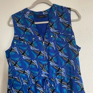 Blue High Low Bird Dress
